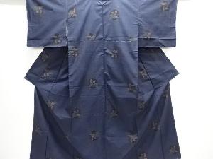 未使用品　花に雪輪模様織り出し本場泥大島紬着物(7マルキ)